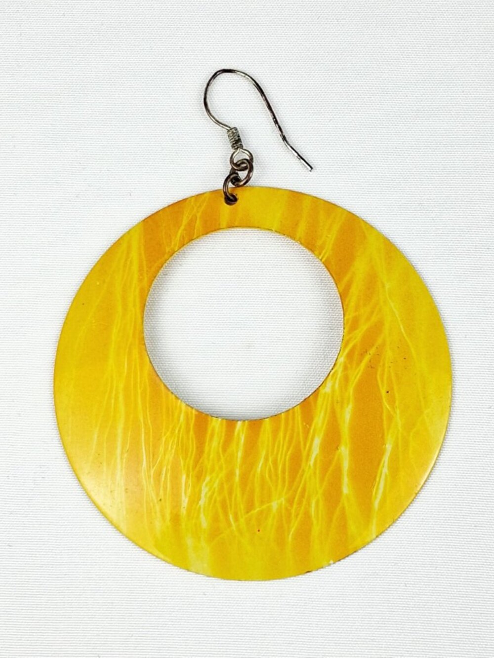 Yellow Circular Drop Earrings With Swirl Pattern - Lightweight & Stylish For Cas - Picture 2 of 11